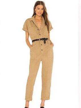 pistola Tan Short-Sleeve Utility Jumpsuit